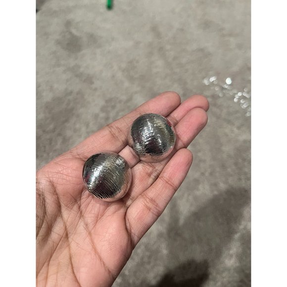 Big Silver stud earrings clip ons dome statement bold large round chunky shiny - Picture 3 of 8